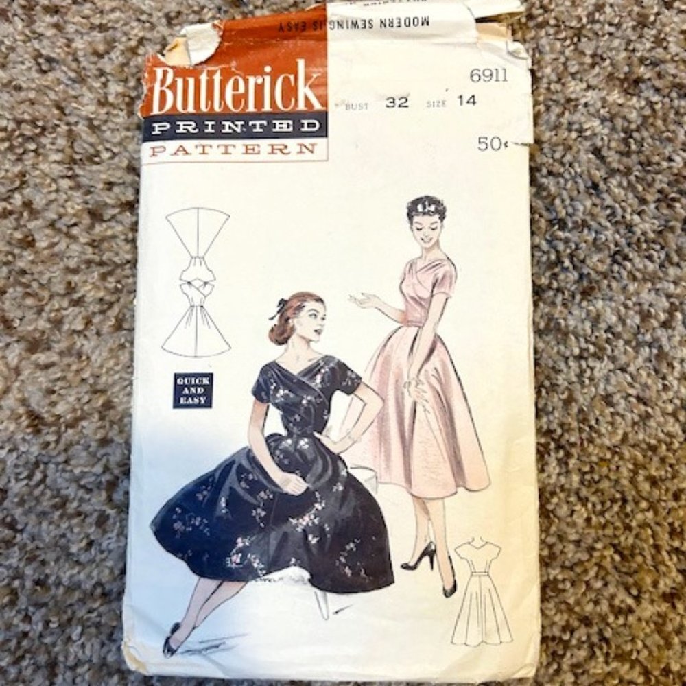Vintage Sewing Patterns- Butterick & Vogue dresses- Lot of 2